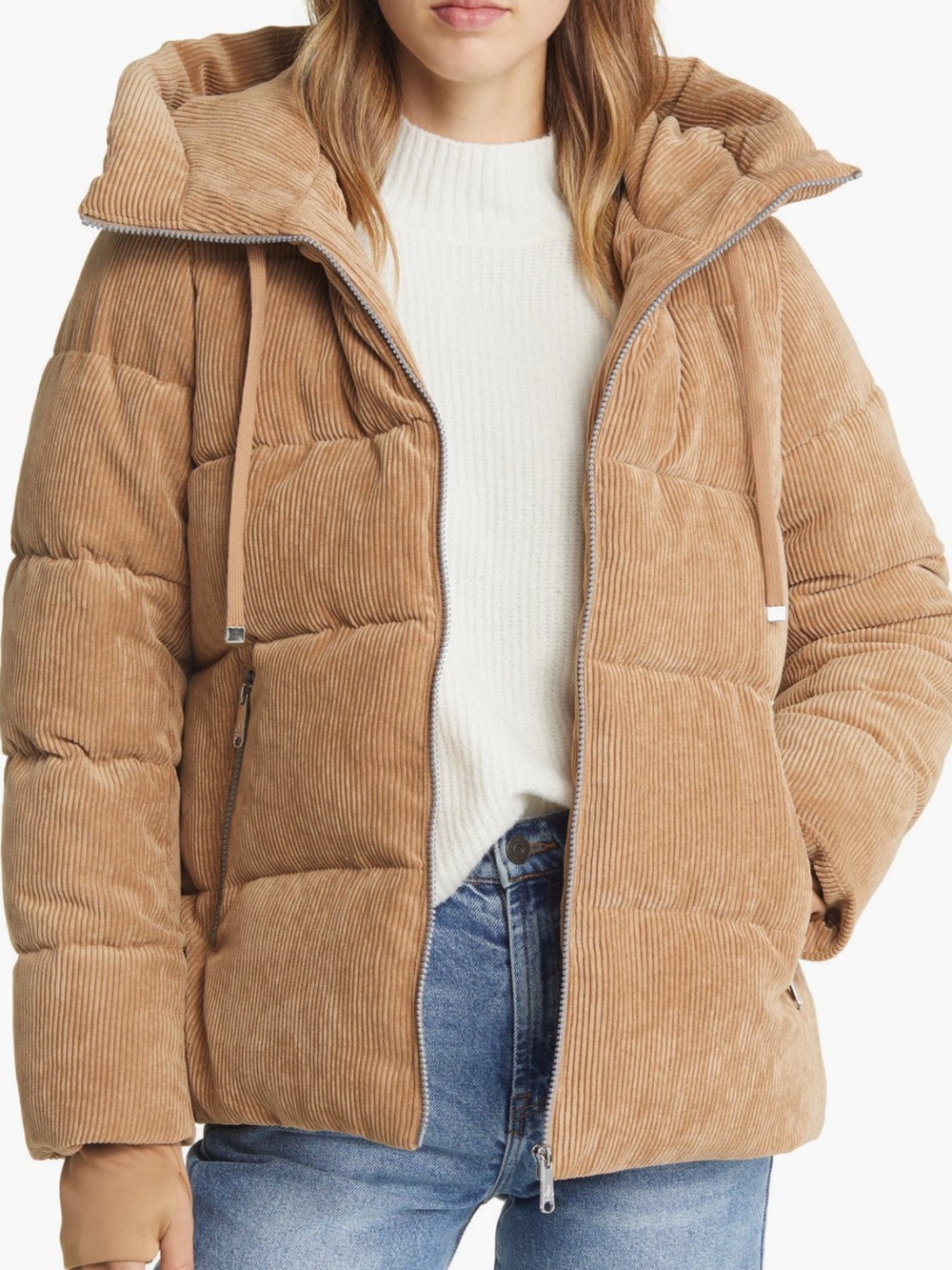 Sam Edelman Hooded Corduroy Puffer | Chesnut